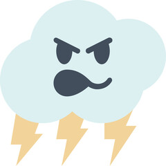 Thunder flat icon. Weather icon simple style.