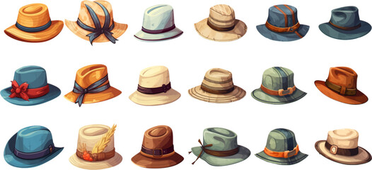 set of hats on a white background