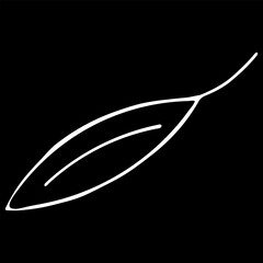 Vector Leaf Illustration on Black Background. Leaf Image in Line Art Style. Coloring Page for Kids. Black and White Coloring Book.