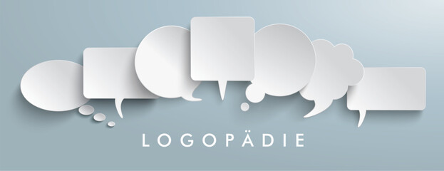 Logopädie Banner mit Sprechblasen - obrazy, fototapety, plakaty