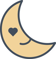 Moon line filled icon. Weather icon simple style.