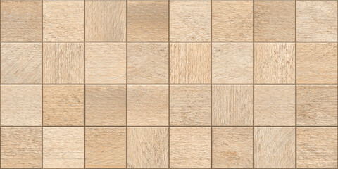 natural beige wooden mosaics tiles, wood cubes wall cladding, interior design, random wooden floor...