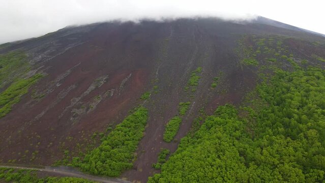 The mountain slope above the Yoshida trail at Mount Fuji, Yamanashi Japan