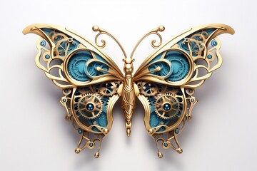 Magic Steampunk Fantasy Butterfly Isolated Design Element. Generative AI