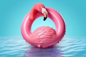 Vibrant Pink Flamingo Lounging in Sunglasses on an Inflatable. Generative AI