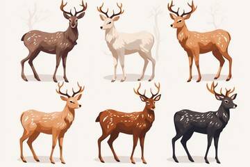 Isolated Deer Set on Transparent Background. Generative AI