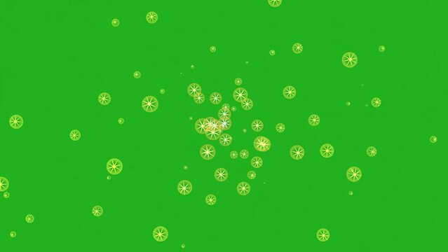 Green Screen Backdrop Of lemon slices splash around 
