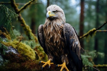 Eagle Perched on Branch. Generative AI