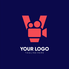 Letter V Initial Camera Video Logo Design Vector Icon Graphic Emblem Illustration