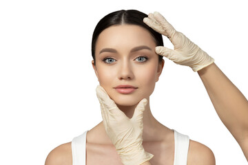 PNG, Girl doing botox, isolated on white background
