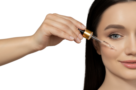 PNG, Girl taking care of facial skin, isolated on white background