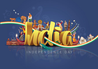 happy independence day India greetings. vector illustration design.
