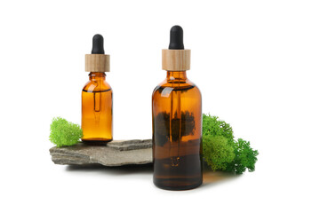 PNG, Moss and bottles of cosmetics, isolated on white background