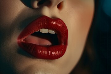 Seductive Lips: Close-Up of a Sensual and Sexy Woman's Mouth