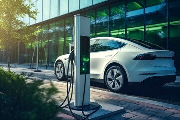 Fototapeta na wymiar Electric Car Charging: An Eco-Friendly Transportation Symbol