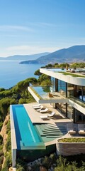Seaside Splendor: A Contemporary Villa. Generative AI 2