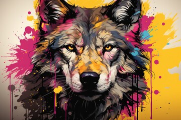 Colorful Grunge Wolf Background