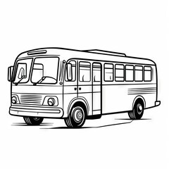 Bus pictures for coloring books. Bus outline. Generative AI
