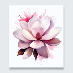 Watercolor Magnolia on white background Generative AI
