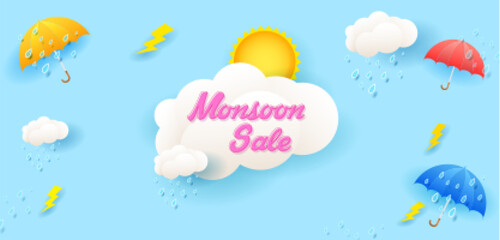 sale and promotion flyer banner background template for Monsoon Sale discount offer