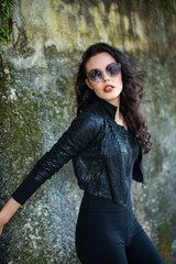 portrait of beautiful girl with glasses and dark hair. selective focus