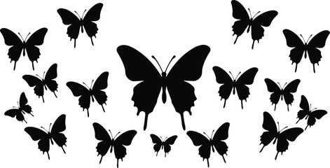 butterflies in the form of butterfly shape for wall art and sticker vector illustration