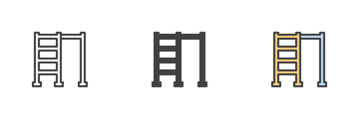 Pull up bar different style icon set