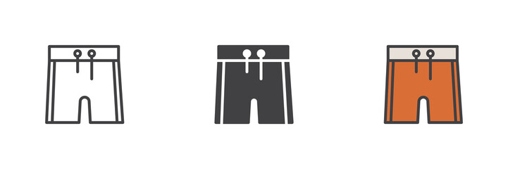 Sport shorts different style icon set