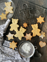 christmas cookies on a wooden table