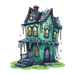 Mysterious Emerald Haunt: Green-themed Ghostly Illustration