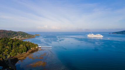 Phuket, Thailand, Patong Bay, Panoramic Nature Views from a Drone Camera Aerial view of Patong town...