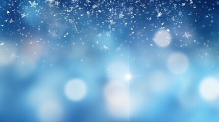 Christmas illustration, winter background with snowflakes and bokeh lights, with blank space. Generative AI