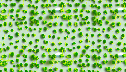  Seamless pattern with fresh and young micro greens. Organic vitamin food background Ai generated image