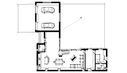 Modern house sketch 3d rendering
