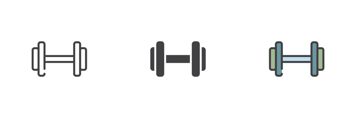 Dumbbell different style icon set