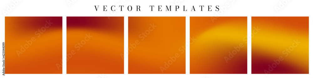Poster set of continuous social media templates and layout, smooth liquid gradient concept. five gradient b