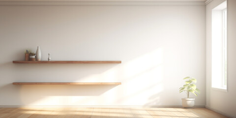 Fototapeta premium room with window and shelves Generative Ai