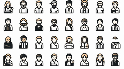 outline icons about people