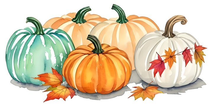 Pumpkins watercolor, generative ai
