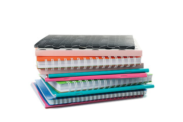 PNG,pile of different notebooks ,isolated on white background