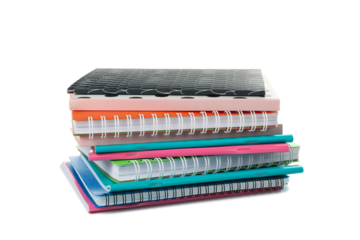 PNG,pile of different notebooks ,isolated on white background