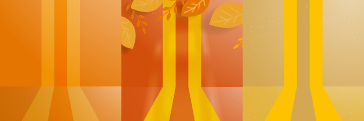 Empty Interior in autumn-themed colors with stripes. Vector Illustration.