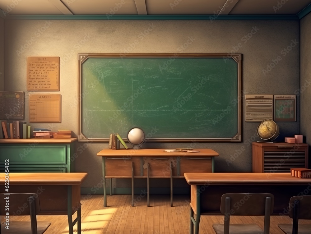 Poster empty classroom, generative ai