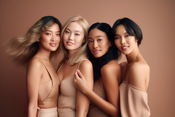 Diverse asian beauty group possing together