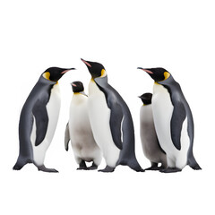 Fototapeta premium Set of penguins on a white png background