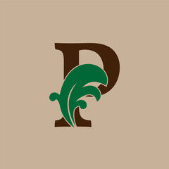 letter P square frames floral initial vector logo design for fashion and luxury lifestyle brand
