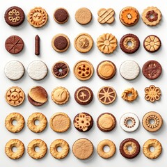 Various Cookies containers and desserts Illustrations and Icons generative ai