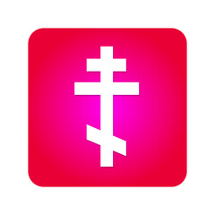 Christian Orthodox Cross. World religion symbol icon. Gradient attractive spiritual box icon. Major religious isolated symbol.