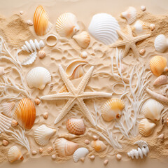 seashells on the sand Generative Ai