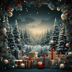 Illustration of Christmas background, AI Generated